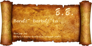 Benő Borbála névjegykártya